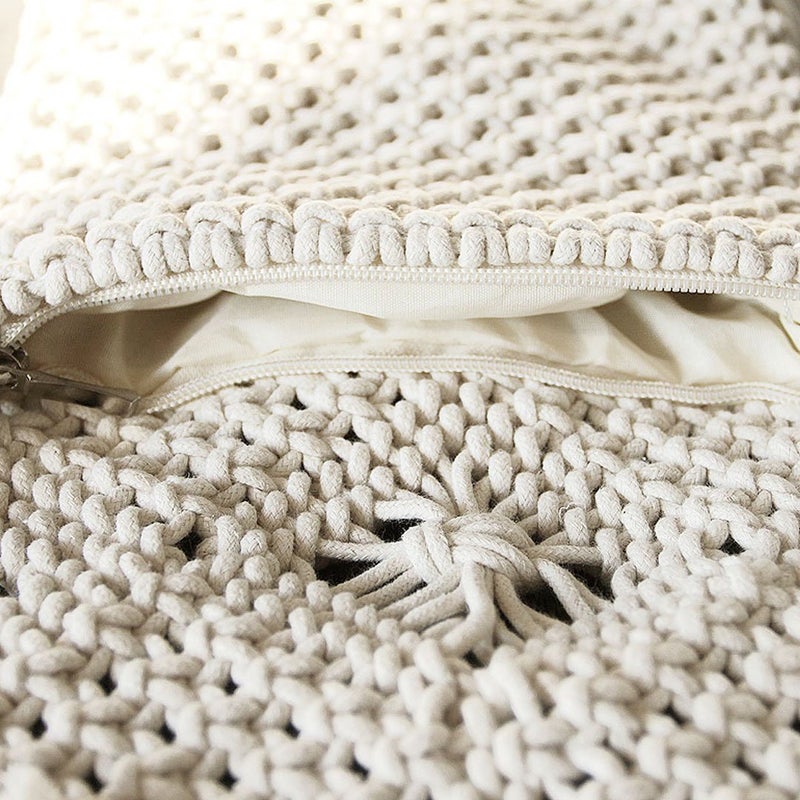 Lobagve Women Crochet Beach Bag Fringed Bohemian Crossbody Shoulder Purse Cotton Pouch,White - Image 2